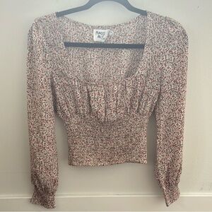 Princess Polly Red and White Floral Blouse